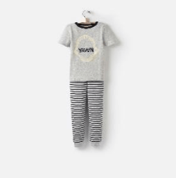 Y_ODRKIPWELL-GRYMARL Gray short sleeved pajama  97% cotton 3% elastane 1 through 12